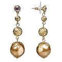 Beaded Drop Earring - Goldtone