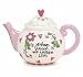 Whimsical Flowers Ceramic Teapot with "All Things Blossom With Mother's Love" Great Gift for Mom