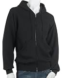 Soffe Men's Zip Front Hooded Fleece, Black, Medium