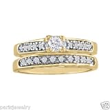 Paris Jewelry 1/4 Carat Genuine Diamond 10k Yellow Gold Bridal Set