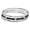 Zirconite Black & Silvertone Enamel Bracelet Set - 3 Piece&nbsp;