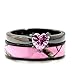 Kingsway Jewelry Black Plated Pink Red Blue Camo Wedding Ring Set Heart Engagement Rings Titanium Stainless Steel