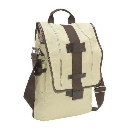 Nuo Tech  Vertical Canvas Messenger Bag-Color: Khaki