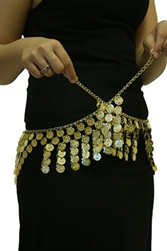 EgyptianSouvenirsGifts Women's Belly Dancing Metal Coins Belt Gold