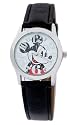 Disney Mickey Maus Uhr - Damenuhr - schwarzes Lederband