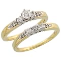 14k Gold 2-Piece Wedding Ring Set for Her, w/ 0.50 Carat Brilliant Cut Diamonds, 1/4