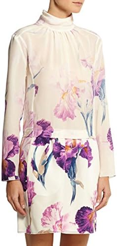 LISTEN TO ME Women's New High Collar Long Sleeve Floral Print Short Shift Dress XXL
