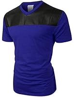 LE3NO Mens Premium Edgy Faux Leather Slub Raglan Short Sleeve T Shirt