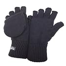 FLOSO® Unisex Mens/Womens Thinsulate Thermal Capped Winter Fingerless Gloves (3M 40g)