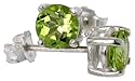 August Birthstone Natural Peridot 1/2 carat (5 mm) Size Brilliant Cut Stud Earrings in Sterling Silver Basket Settings