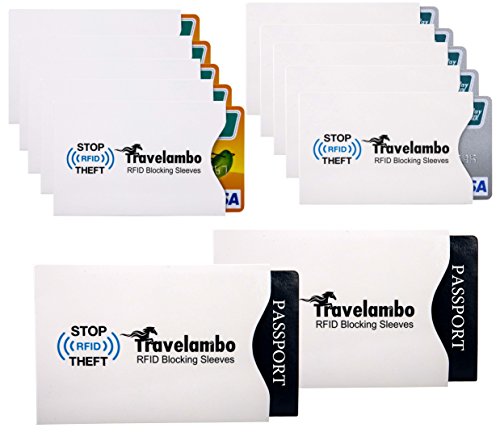 Travelambo RFID Blocking Sleeves (10 Credit Card Holders + 2 Passport Cases Cover)