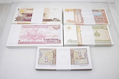 500 PC BANKNOTE COLLECTION MONGOLIA UNC 5 TUGRIK, CHINESE UNC 1 YI JIAO, CAMBODIAN 50 RIEL, VIETNAMESE 500 DONG, MONGOLIAN 1 TUGRIK (5 BUNDLES FROM 4 DIFFERENT COUNTRIES)
