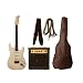 Austin Bazaar Double Cutaway White Electric Guitar with 10 Watt Amp - Beginner Kit