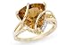 5 Carat Cognac Quartz and Diamond Trillion-Cut 14K Gold Ring