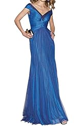 V-neck Lace Open-Back Tulle 2015 Evening Dress 