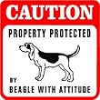 CAUTION: BEAGLE PROTECTION dog warn sign