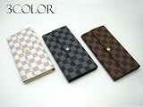 人気 ボタン付き 長財布 市松柄 【acxH901】 チェック ロングウォレット 男女兼用 メンズ レディース 男性 女性 紳士 デザイン ブロックチェック チェック柄 格子柄  全3色 (ブラック)