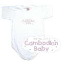 BABY BODYSUIT WHITE " PINK CLOUD LOVE ME , I'M CAMBODIAN " CAMBODIA 3 - 6 Months