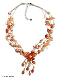 Pearl and carnelian choker, 'Daisy Sunshine'