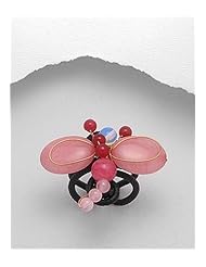 Pink Butterfly Cotton Waxed Thread Jade Ring In Copper