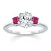 1.00 CT OVAL DIAMOND W PRINCESS PINK SAPPHIRE RING 18K