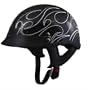 DOT Outlaw Gloss Black with Outlined Tribal Flames Half Helmet