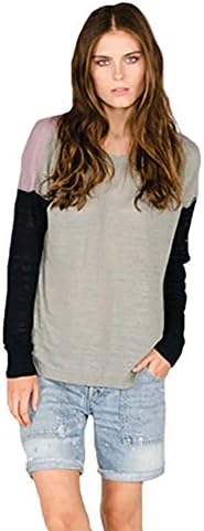 Wilt Slub Linen Color Block Sweater Large Black, White &amp; Fatique