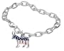 Sterling Silver Patriotic Donkey Charm Bracelet, 7.5"