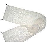 ArtisanStreet's White Flowers Mistral Scarf. Lightweight Burnout Velvet, Finished With Charms. Limited Edition.