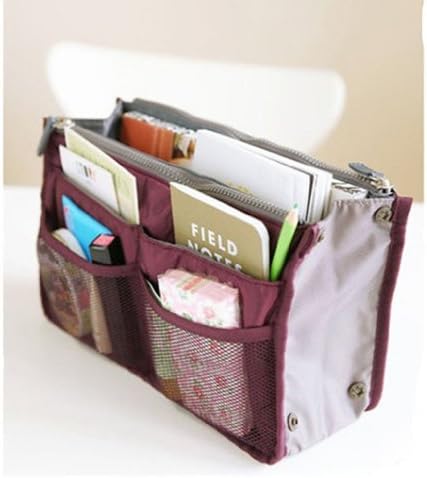 Women Lady Handbag Insert Comestic Gadget Purse Organizer Insert Multi-function Cosmetic Storage Mp3 Ipad Mini3 Bag in Bag (wind red)