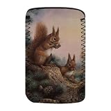 Pair of Red Squirrels on a Scottish Pine by.. - Protective Phone Sock - Art247 - Standard Size