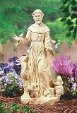 Saint St Francis of Assisi Statue Lawn Garden Sculpture Yard Art Resin Stone Look Statuary Figure Porch Patio Sunroom