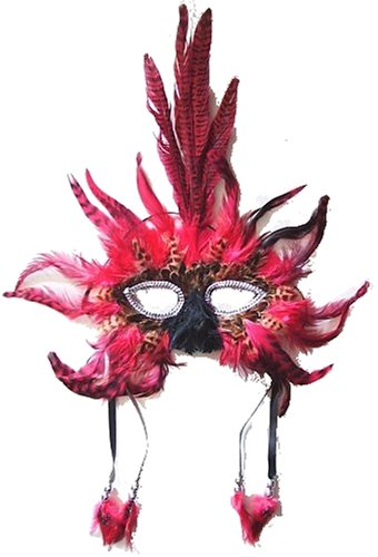 Buy Deluxe Feather Harlequin Theatrical Costume Eye Mask Mardi Gras with 