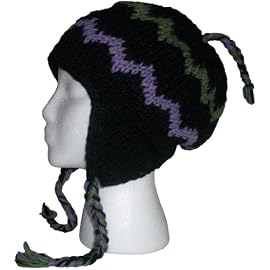 Authentic Soul Wool Ear Flap Sherpa Black Ski Knit Hat Beanie Mens Womens