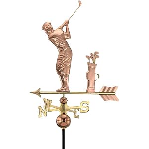 30 Luxury Polished Copper Sporting Golfer with Clubs Weathervane by 