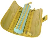 Caribbean Blue Lemon Baekgaard Vivid Bright Leather Jewelry Roll for travel - packed with features!