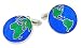Sterling Silver Map World View or Globe Cufflinks with Presentation Box