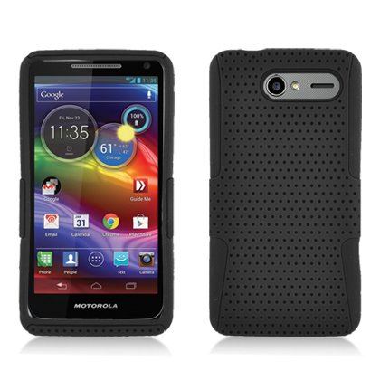 Eagle Cell PHMOTXT901NTBKBK Progressive Hybrid Protective Gummy TPU Mesh Defense Case for Motorola Electrify M XT901 - Retail Packaging - Black