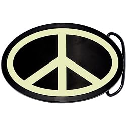 Glow in the Dark Peace Sign Belt Buckle