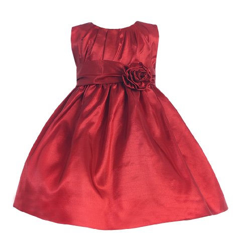 Sweet Kids Baby Girls' Shimmering Crystal Pleated Taffeta Flower Girl Dress