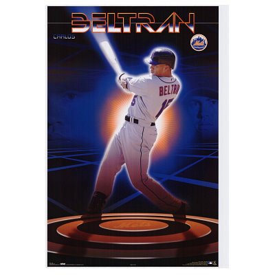 Professionally Framed Carlos Beltran Poster New York Mets Baseball Poster - 24x36 with RichAndFramous Black Wood Frame