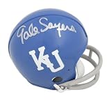 Autographed Gale Sayers Mini Helmet - Kansas Jayhawks Throwback Riddell - Autographed NFL Mini Helmets