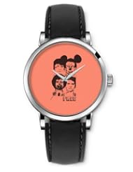 SPRAWL Aanalog Fashion Series Silver Ladies Watches of Genuine Black Leather Strap,Unique Wrist Watch for Women Girls Designed with Characters faces
