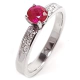 Diamond and Ruby Engagement Ring or Right Hand Ring, 14k White Gold, Ring Size 6 (T.w 0.95)
