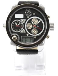 Unisex Round Shaped Dial Quartz Analog PU Super Watch Wristwatch Casual Top New Black Dial