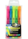 Bazic Gel Fluorescent Highlighters, Assorted Colors, Pack of 5