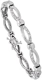 14k White Gold (7 mm wide) 7 Tennis Bracelet, w/ 50 (1.(4 mm wide)) Round Brilliant Diamonds; Total Carat Weight: .74; Clarity: SI; Color: H-I