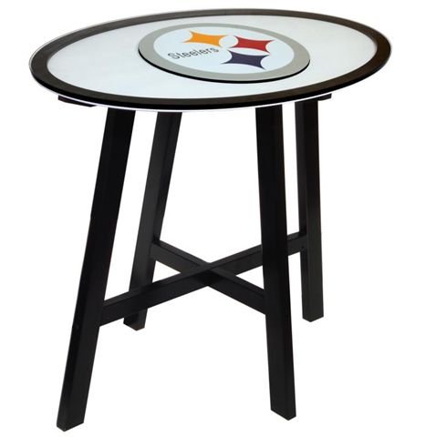 Pittsburgh Steelers Wooden Pub Table With Glass Top