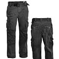 Eight2Nine Herren Cargohose coole Vintage Style mit vielen Taschen und washed Effekt Men Cargo Pant mit G�rtel, schwarz