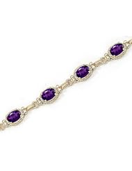 14kt Yellow Gold Oval Amethyst Bracelet.